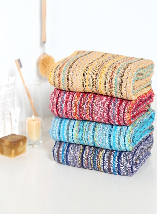 Cacala Extra Large Hand loomed Turkish Bath Towels Set of 4, 100% Cotton Quick-Drying and Lightweight Perfect for Travel, Camping, Gym and Beach (4 Pieces, Multi) - Image 5