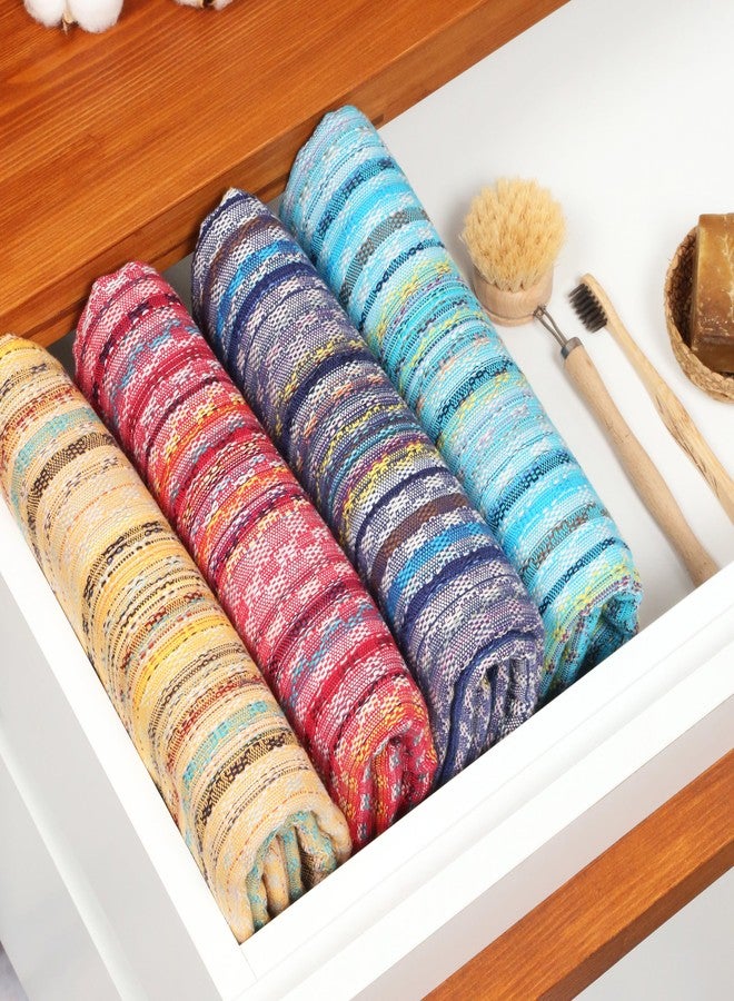 Cacala Extra Large Hand loomed Turkish Bath Towels Set of 4, 100% Cotton Quick-Drying and Lightweight Perfect for Travel, Camping, Gym and Beach (4 Pieces, Multi) - Image 2