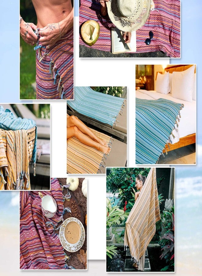 Cacala Extra Large Hand loomed Turkish Bath Towels Set of 4, 100% Cotton Quick-Drying and Lightweight Perfect for Travel, Camping, Gym and Beach (4 Pieces, Multi) - Image 4