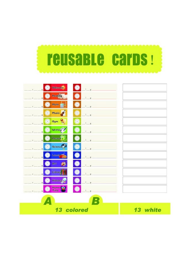 SpriteGru Daily Schedule Pocket Chart， Class Schedule With 26 Cards, 13+1 Pockets. 13 Colored + 13 Blank Double-Sided Reusable Cards, Easy Over-Door Mountings Included. (13” X 36”) - Image 2