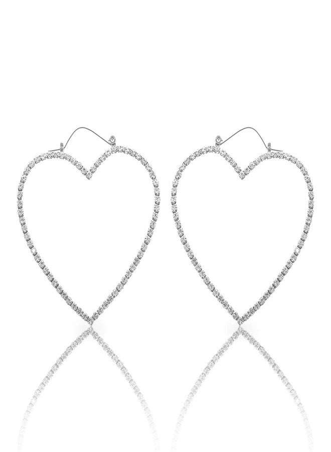 NTLX Hoop Earrings for Women – Hoop Earrings - Rhinestone Crystal Heart Earrings – Modern & Simple – Comfortable & Flexible - with Gift Box included - Image 1