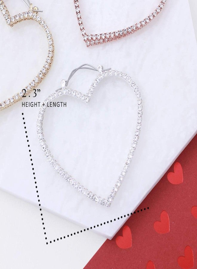 NTLX Hoop Earrings for Women – Hoop Earrings - Rhinestone Crystal Heart Earrings – Modern & Simple – Comfortable & Flexible - with Gift Box included - Image 2