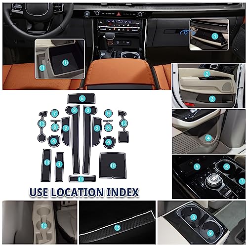 RUIYA حصائر فتحات الأبواب لملحقات كيا كارنيفال، 17 قطعة/مجموعة حصائر مطاطية غير قابلة للانزلاق لبطانة وحدة التحكم المركزية متوافقة مع كيا كارنيفال 2022 2023 2024 - Image 2