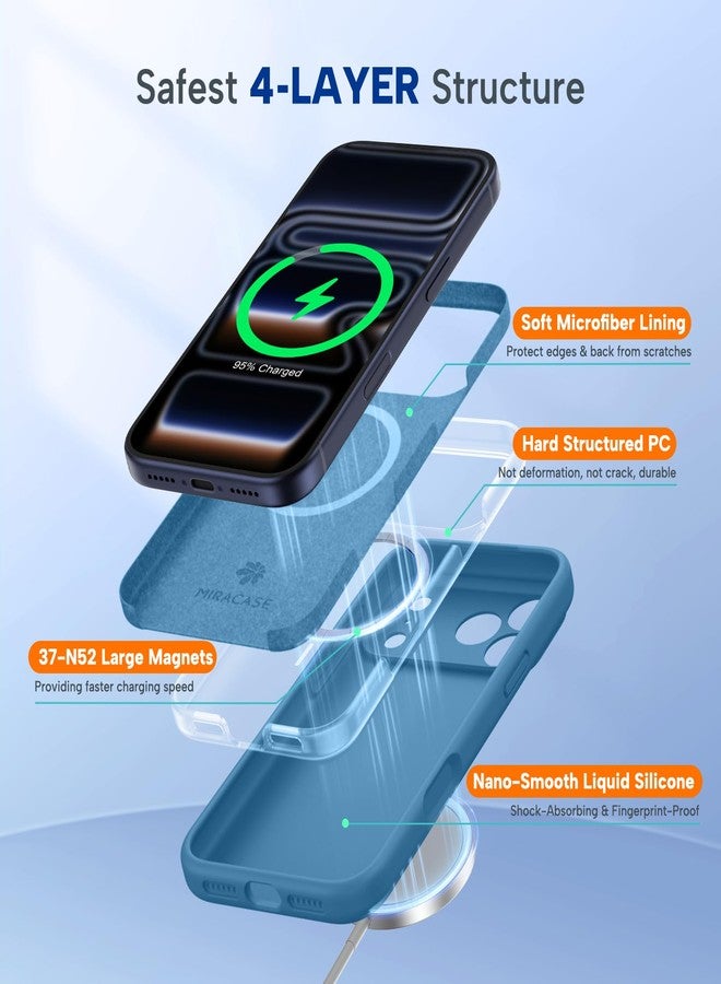 ميراكيس جراب Miracase المغناطيسي لهاتف iPhone 17 Pro Max، متوافق مع MagSafe، مزود بغطاء تحكم مدمج بالكاميرا من السيليكون، جراب سميك 3.0 مم مقاوم للصدمات والسقوط لهاتف 17 Pro Max، لون أزرق كابري - Image 5
