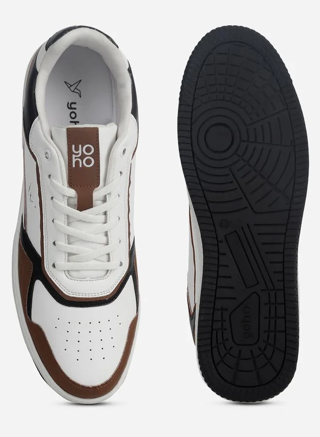 Yoho Brown Men Contrast Panel Lace Up Sneakers for Men | Best Price UAE