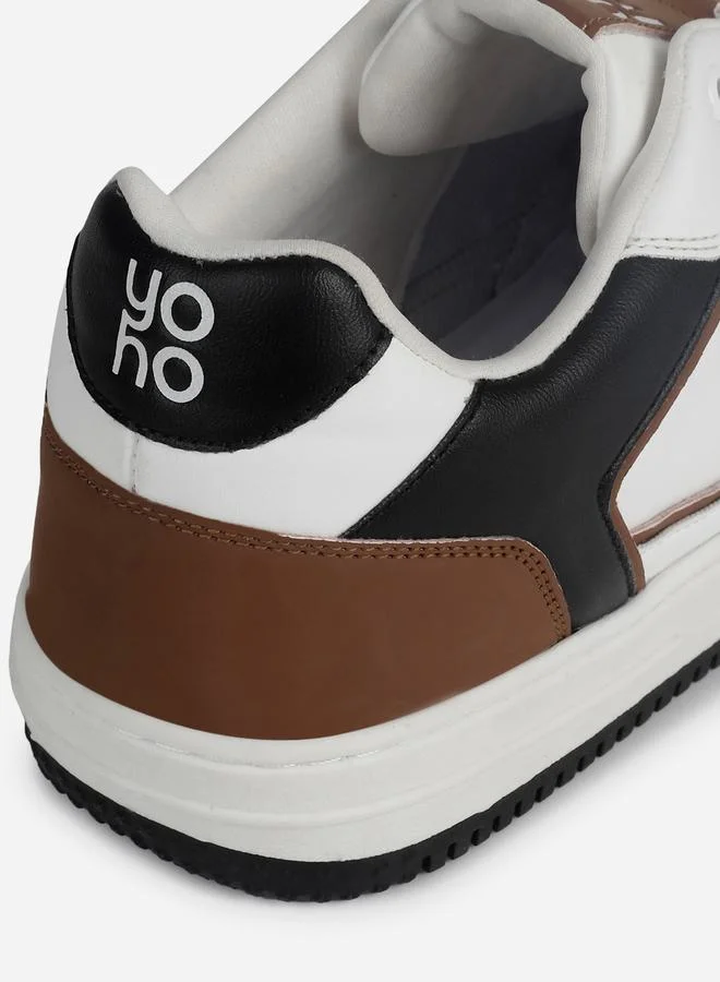 Yoho Brown Men Contrast Panel Lace Up Sneakers for Men | Best Price UAE