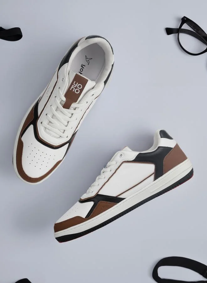 YOHO Men Contrast Panel Lace Up Sneakers
