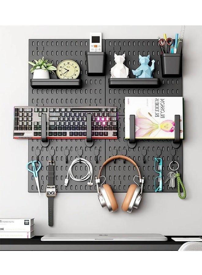 Beauenty Pegboard Wall Organizer Kit, Wall Mount Display Peg Board for Crafts Organization, Ornaments Display, Desk Pegboard Combination Kit for Office Kitchen Bedroom Living Room - Image 1