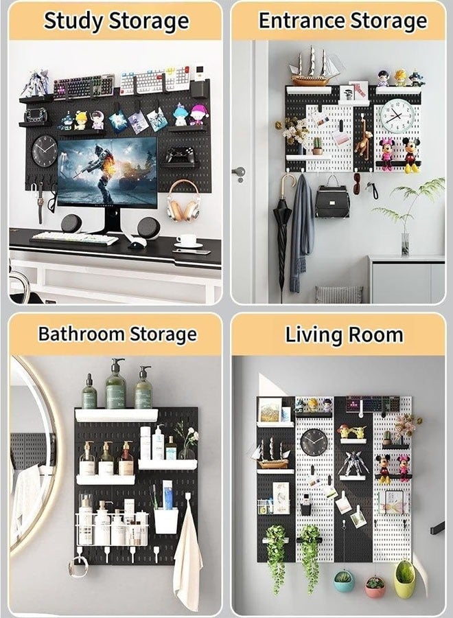 Beauenty Pegboard Wall Organizer Kit, Wall Mount Display Peg Board for Crafts Organization, Ornaments Display, Desk Pegboard Combination Kit for Office Kitchen Bedroom Living Room - Image 2