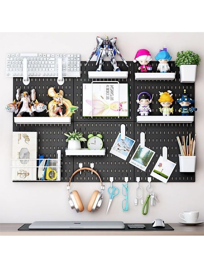 Beauenty Pegboard Wall Organizer Kit, Wall Mount Display Peg Board for Crafts Organization, Ornaments Display, Desk Pegboard Combination Kit for Office Kitchen Bedroom Living Room - Image 4