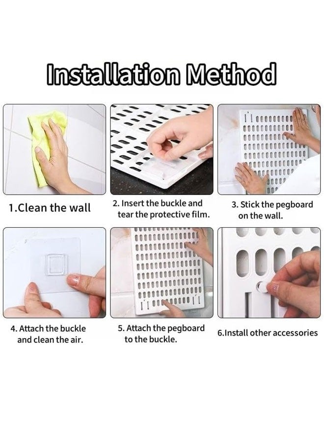 Beauenty Pegboard Wall Organizer Kit, Wall Mount Display Peg Board for Crafts Organization, Ornaments Display, Desk Pegboard Combination Kit for Office Kitchen Bedroom Living Room - Image 3