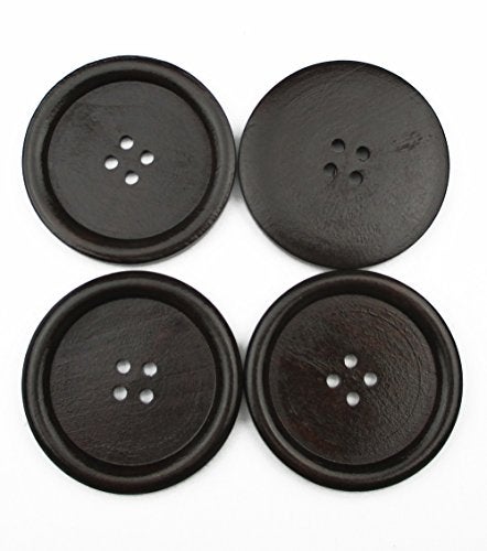 All In One 10pcs Dark Brown Large 4 Hole Sewing Wood Buttons 50mm(2â€ ) - Image 1
