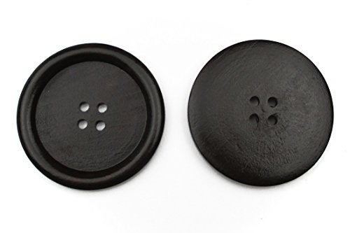 All In One 10pcs Dark Brown Large 4 Hole Sewing Wood Buttons 50mm(2â€ ) - Image 3