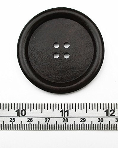 All In One 10pcs Dark Brown Large 4 Hole Sewing Wood Buttons 50mm(2â€ ) - Image 2