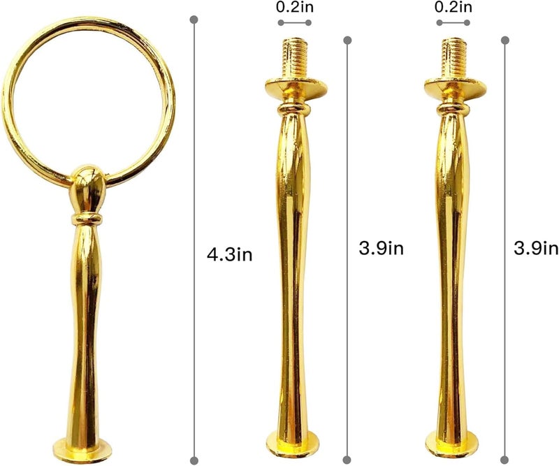 Happy Will 3 Tier Round Metal Cake Stand Holder Heavy Duty Fruit Plate Handle Fittings Hardware Rod with Stylus Golden - Image 2