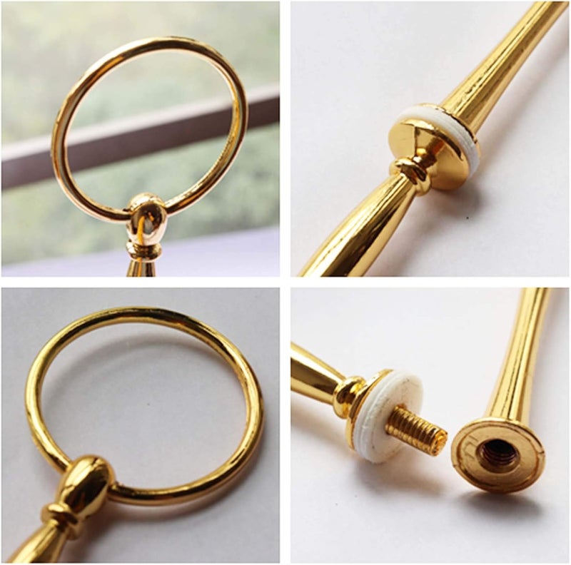 Happy Will 3 Tier Round Metal Cake Stand Holder Heavy Duty Fruit Plate Handle Fittings Hardware Rod with Stylus Golden - Image 4