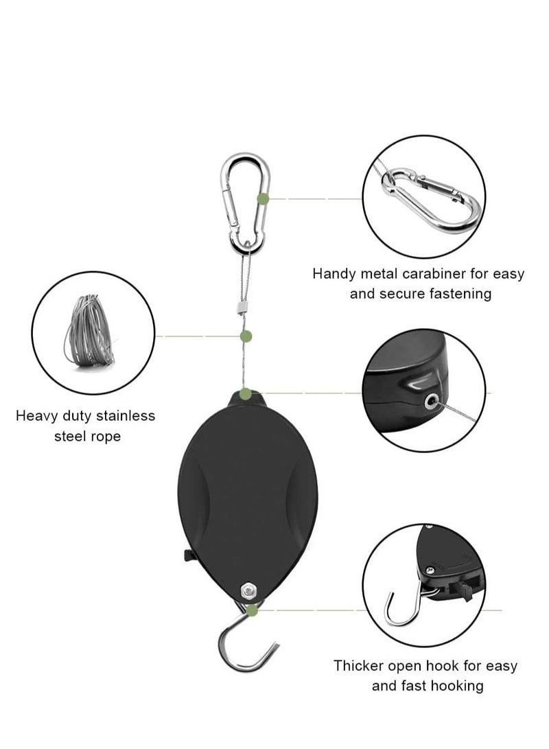 SYOSI 2Pcs Retractable Plant Pulley Adjustable Plant Hanger Hook with Locking Mechanism for Hanging Plants, Pulley Plant Hanger for Indoors Garden Apply to Flower Basket Pot Bird Feeder - Image 2