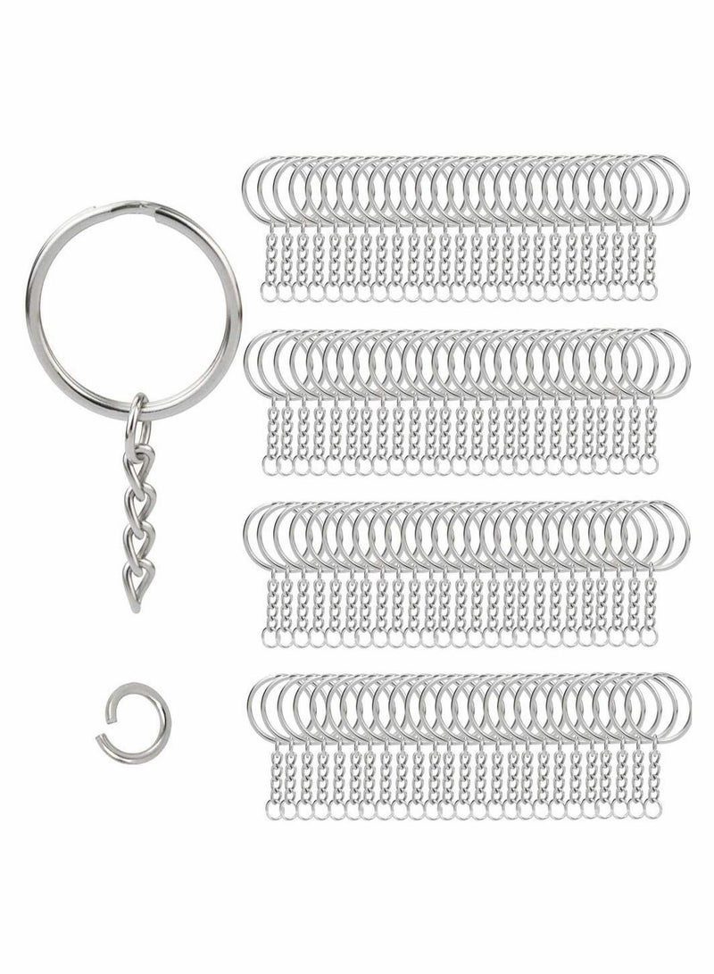 KASTWAVE 100pcs Metal Split Key Chain Rings with Chain Silver Key Ring and Open Jump Rings Bulk - Image 1