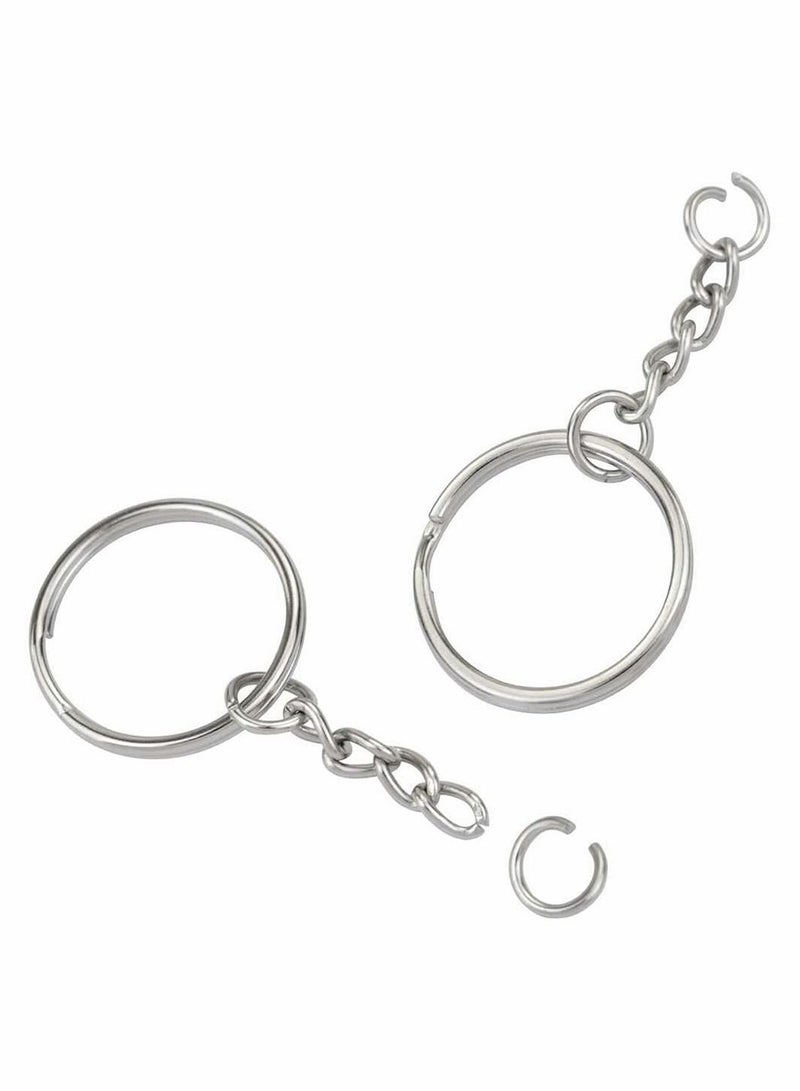 KASTWAVE 100pcs Metal Split Key Chain Rings with Chain Silver Key Ring and Open Jump Rings Bulk - Image 2