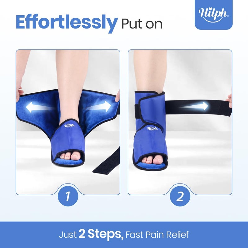 Hilph Foot Ankle Ice Pack Wrap for Plantar Fasciitis, Full Coverage Foot Gel Ice Cold Pack for Feet & Ankle & Heel Injuries, Ice Boot for Surgery Recovery, Feet Pain Relief, Achilles Tendonitis, Large - Image 2