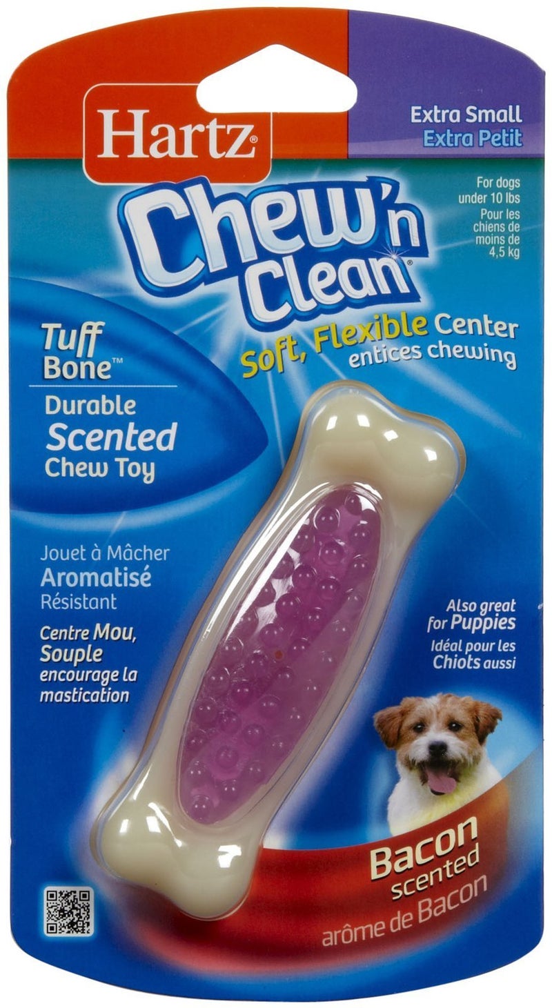 Hartz Chew 'n Clean Tuff Bone Bacon Scented Dental Dog Chew Toy - Extra Small - Image 3