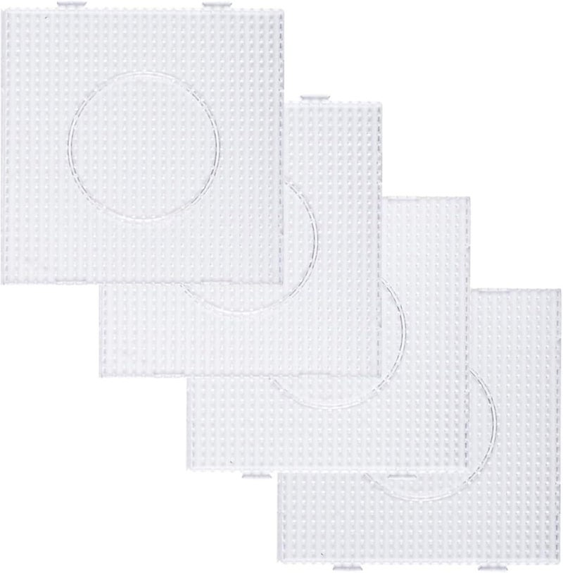 krastmon Fuse Beads Boards 5mm Large Clear Plastic Pegboards for Kids Craft Beads 4 PCS - Image 1