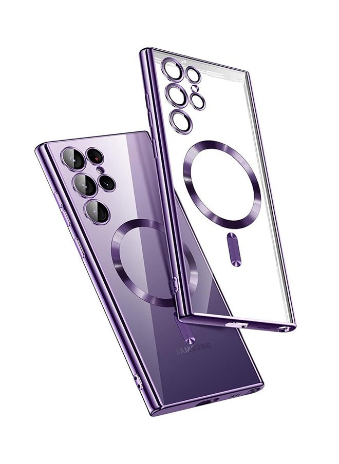 Generic - Galaxy S24 Ultra Magnetic Case Compatible with Mag-Safe, Luxury Plating Design Galaxy S24 Ultra Case with Camera Lens Protector Soft TPU Bumper for Samsung Galaxy S24 Ultra 6.8” (Purple) - Image 1