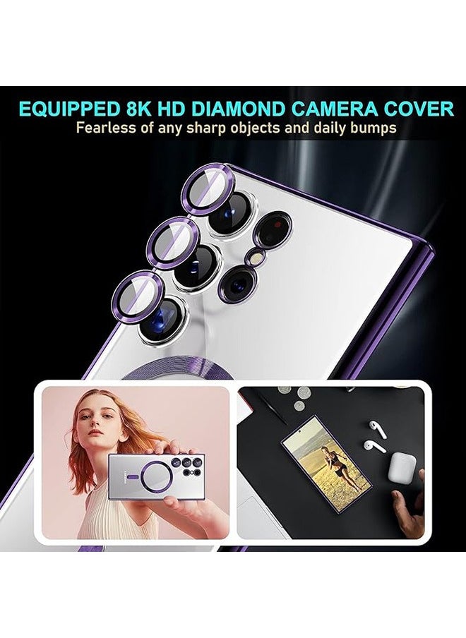 Generic - Galaxy S24 Ultra Magnetic Case Compatible with Mag-Safe, Luxury Plating Design Galaxy S24 Ultra Case with Camera Lens Protector Soft TPU Bumper for Samsung Galaxy S24 Ultra 6.8” (Purple) - Image 1