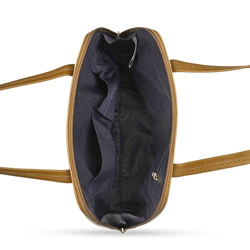 Caprese Syra Satchel Bag, Medium | Stylish Shoulder Bag for Women with Multiple Compartments & Shoulder Strap | Secure Zip Closure | Ideal for Office & Daily Use (Brown) - Image 4