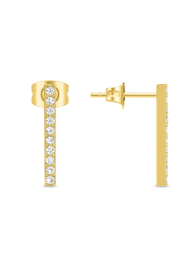 POLICE Medellin Gold-Plated Earrings Sleek Straight Drop Design with Shimmering Crystals