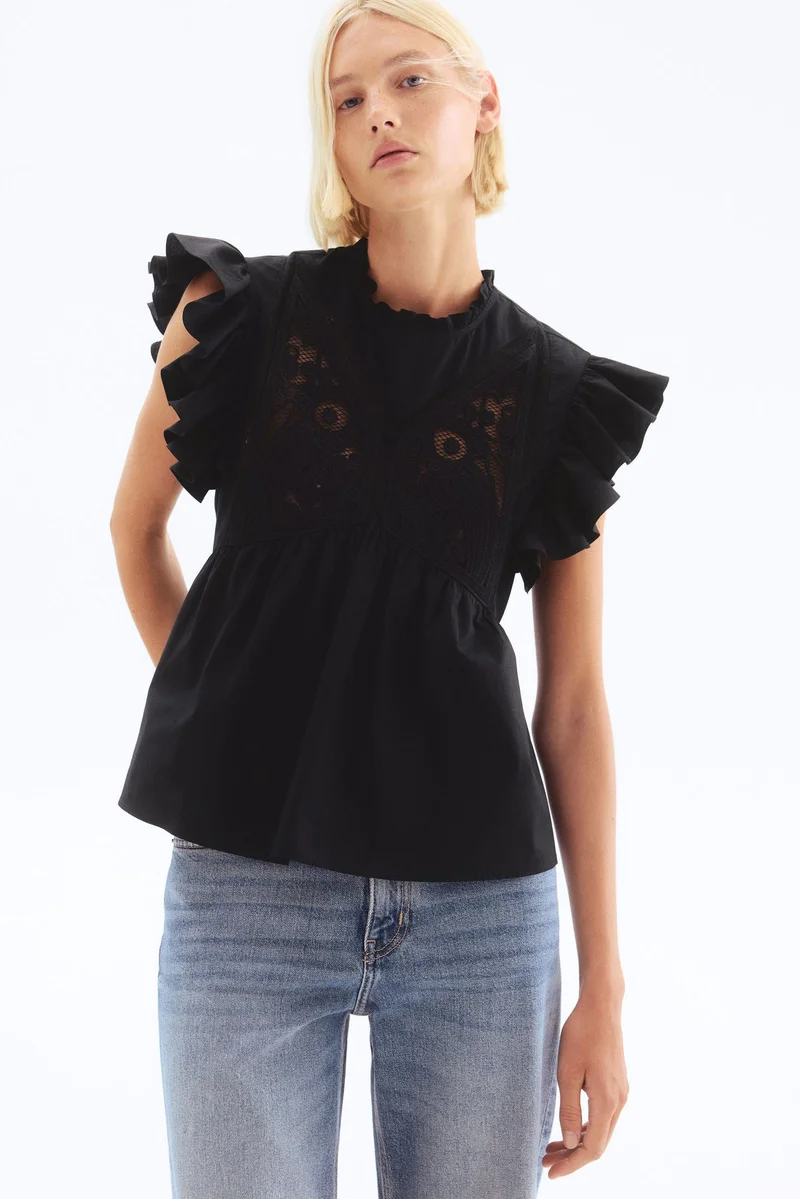 H&M Embroidered cotton blouse