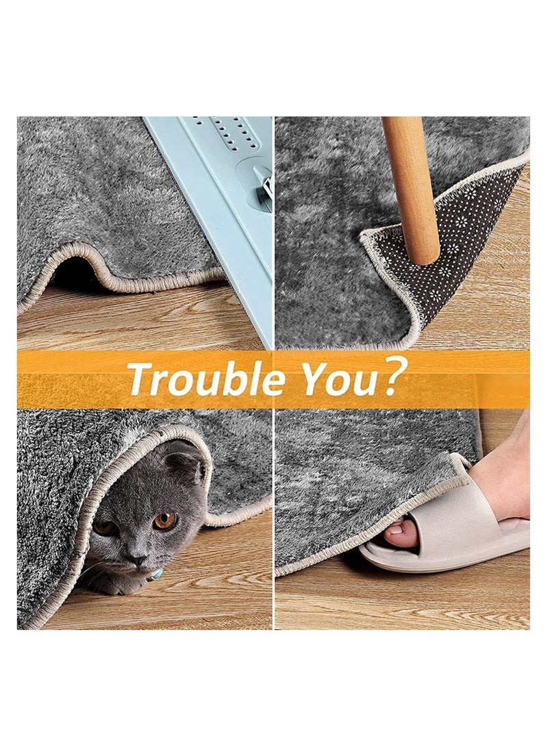 KASTWAVE Rug Gripper Rug Tape 12 Pcs Double Sided Anti Curling Non Slip Reusable Rug Pad Rug Grippers for Hardwood Floors, Carpets, Floor Mats in Place & Make Corner Flat and Easily Peel Off - Image 2