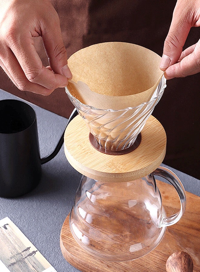 "تاقومارت مرشحات قهوة V60، 150 قطعة، 02 مرشح قهوة للصب، 1-4 أكواب من مرشحات القهوة الورقية المخروطية للاستخدام مرة واحدة، متوافقة مع مرشحات التنقيط المخروطية وآلات صنع القهوة بالتنقيط، لون طبيعي - Image 3