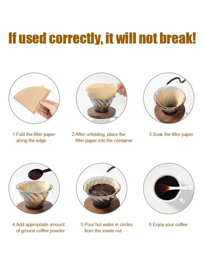 "تاقومارت مرشحات قهوة V60، 150 قطعة، 02 مرشح قهوة للصب، 1-4 أكواب من مرشحات القهوة الورقية المخروطية للاستخدام مرة واحدة، متوافقة مع مرشحات التنقيط المخروطية وآلات صنع القهوة بالتنقيط، لون طبيعي - Image 4