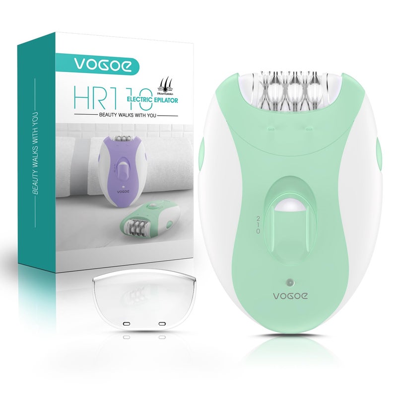 VOGOE Epilators Hair Removal for Women with 21 Tweezers LED Light 2 Speeds Cordless Epilator for Women Electric Hair Removal Epilators Rechargeable for Arms Legs HR110 Light Green