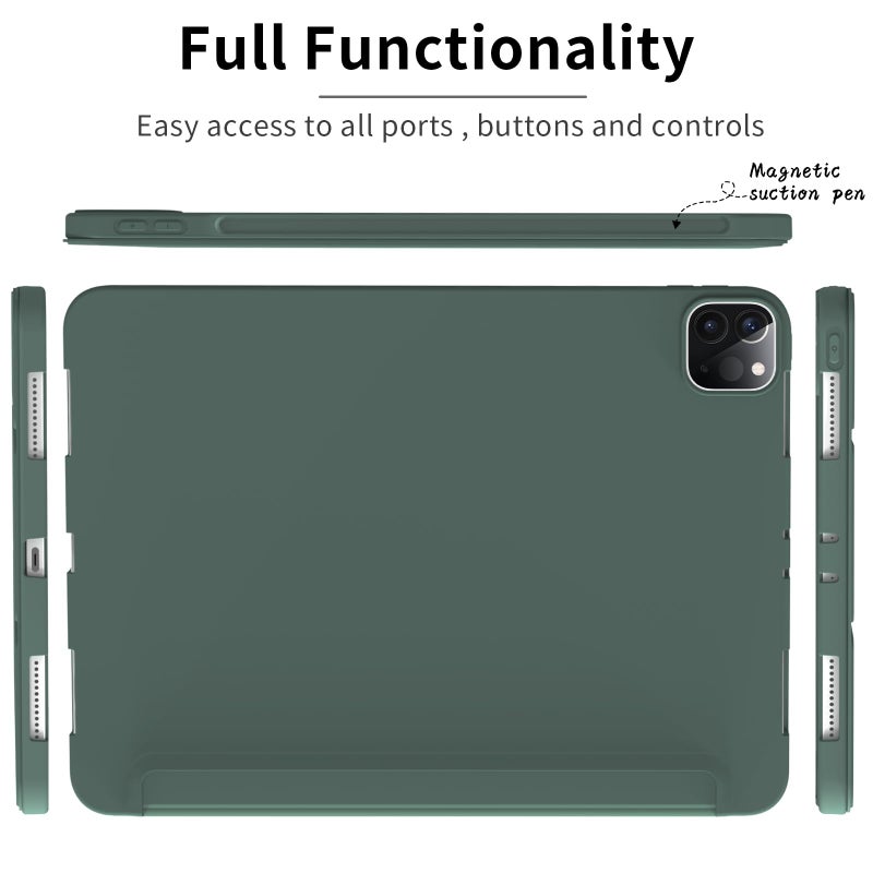 Kenke for iPad Pro 11 Inch Case 4th/3rd/2nd/1st Generation 2022/2021/2020/2018 2nd Pencil Magnetic Attachment Without Pencil Holder Soft Slim TPU Cover Auto Wake/Sleep (Dark Green) - Image 5