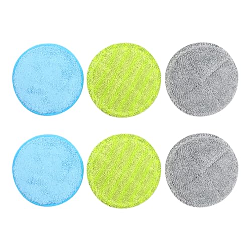 GSHLLO 6 Pcs Reusable Mop Refill Pads Microfibre Cleaning Mop Pads Small Floating Mop Pads Round Electric Mop Heads Wet Floor Mop Pads for Home