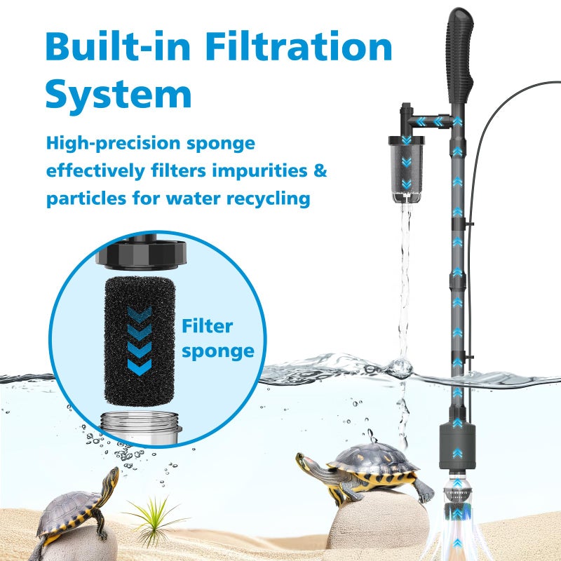 fishkeeper Aquarium Vacuum Gravel Cleaner, 25W 6 in 1 Multifunction Fish Tank Cleaner Kit for Automatic Water Change, Wash Sand, Water Circulation Infinitely Adjustable Flow Fish Tank Cleaner Vacuum - Image 5