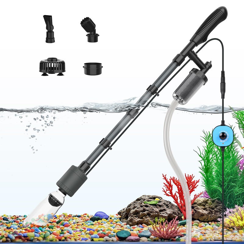 fishkeeper Aquarium Vacuum Gravel Cleaner, 25W 6 in 1 Multifunction Fish Tank Cleaner Kit for Automatic Water Change, Wash Sand, Water Circulation Infinitely Adjustable Flow Fish Tank Cleaner Vacuum - Image 1
