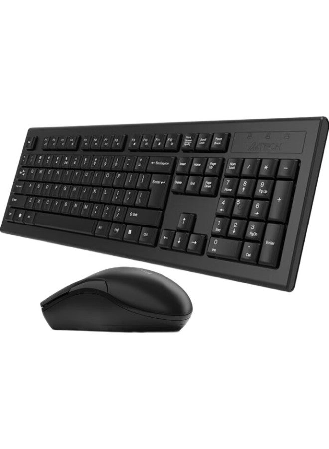 A4Tech 3000N Wireless Keyboard And Mouse Combo, Office Typing Desktop Computer Laptop External Keyboard Mouse Set Wireless, Splash-Resistant, Black - Image 2