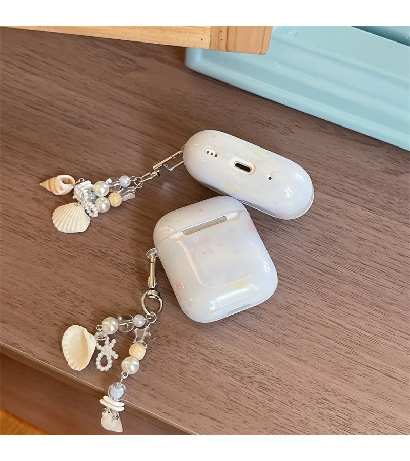 حافظة واقية من السيليكون الملون بتصميم أحلام مع سلسلة قشرية معلقة للزينة لـ Airpods 3 - Image 5