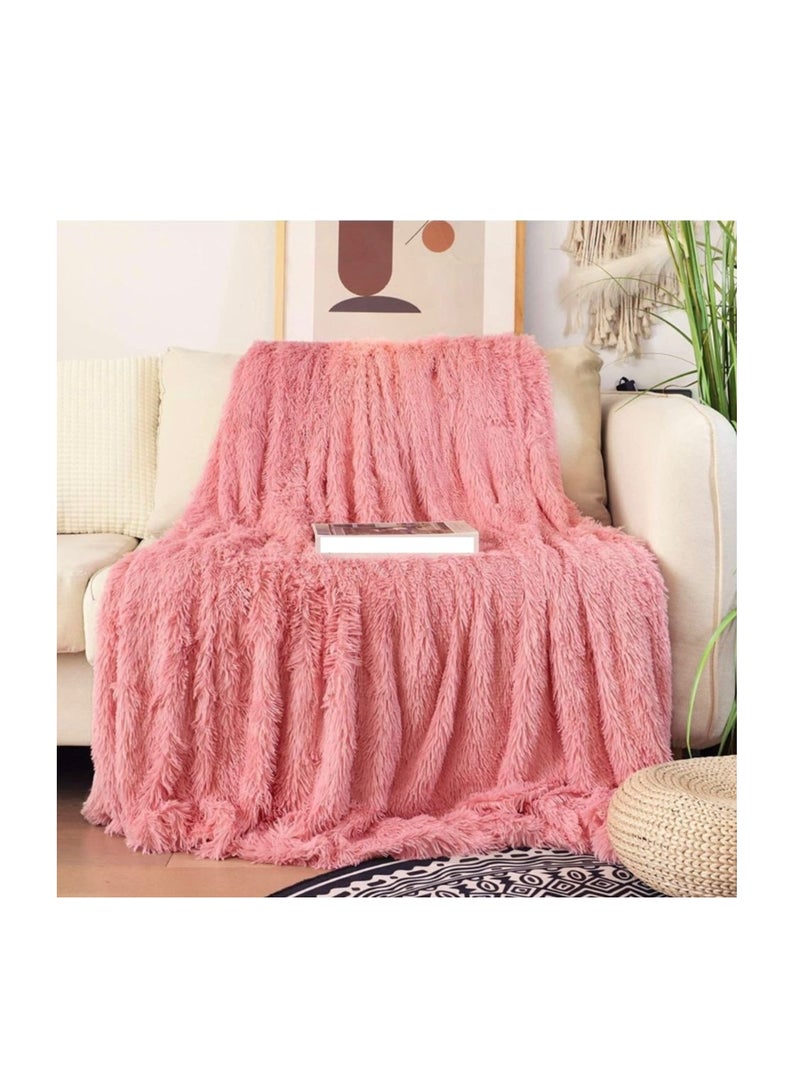 بطانية من الفرو الصناعي، وبطانيات صوف الشيربا الناعمة المنفوخة، وغطاء مريح وفخم 180x130CM