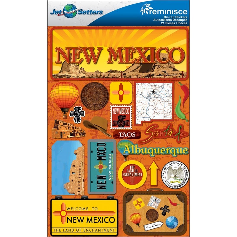 Reminisce Jet Setters State Dimensional Stickers 45X75New Mexico JST0030