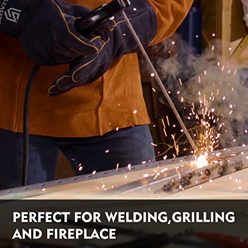 LeaSeek Leather Forge Welding Gloves, Heat/Fire Resistant Barbecue Gloves,Mitts for Fireplace,BBQ,Welder,Grill,Oven,Stove,Tig - Image 5