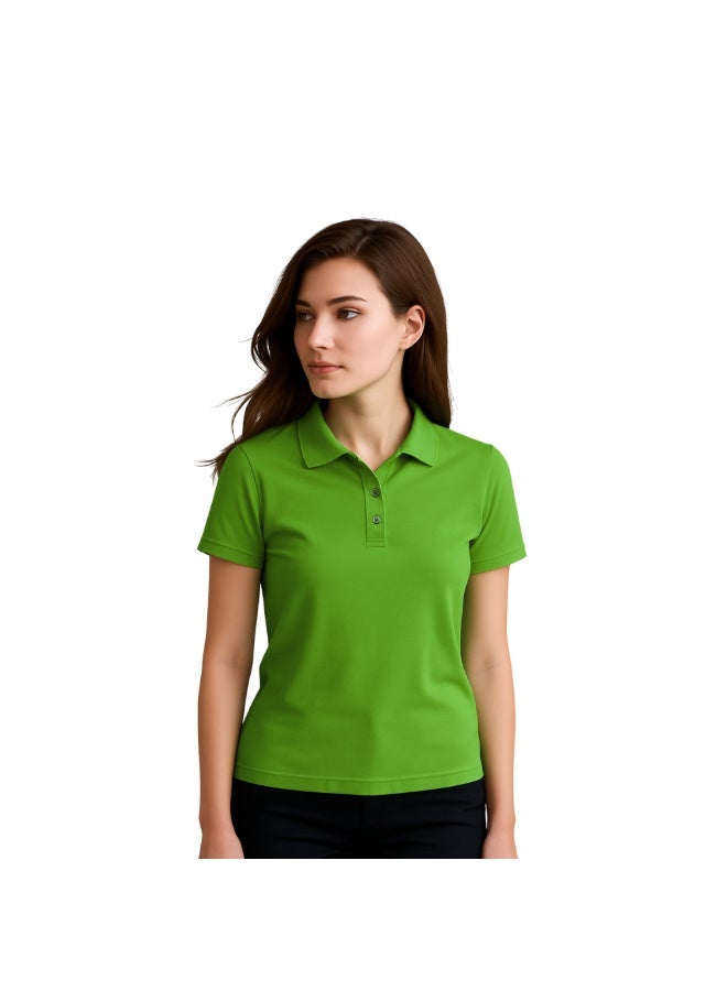 برينت شوب فور مي تي شيرت بولو جولف نسائي بقصّة عادية وأكمام قصيرة من القطن الخالص، 220 جرام لكل متر مربع، ألوان أساسية - Image 2