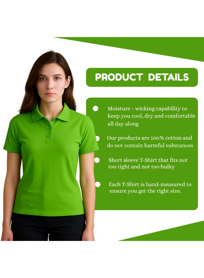 برينت شوب فور مي تي شيرت بولو جولف نسائي بقصّة عادية وأكمام قصيرة من القطن الخالص، 220 جرام لكل متر مربع، ألوان أساسية - Image 3