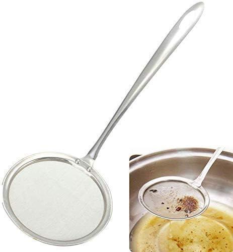 ATETO Stainless Steel Mesh Strainer Round Frying Spoon for Kitchen Food Cooking Oil Filter Utensil Light Weight Drainer Set of 1 - Image 2