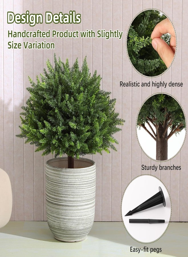 LUWENER 2 Pack Artificial Cypress Topiary Trees,16 Inch UV Resistant Faux Evergreen Shrubs with Ground Spikes, Indoor Outdoor Potted Plants for Porch, Garden, Front Door Decor - Image 5