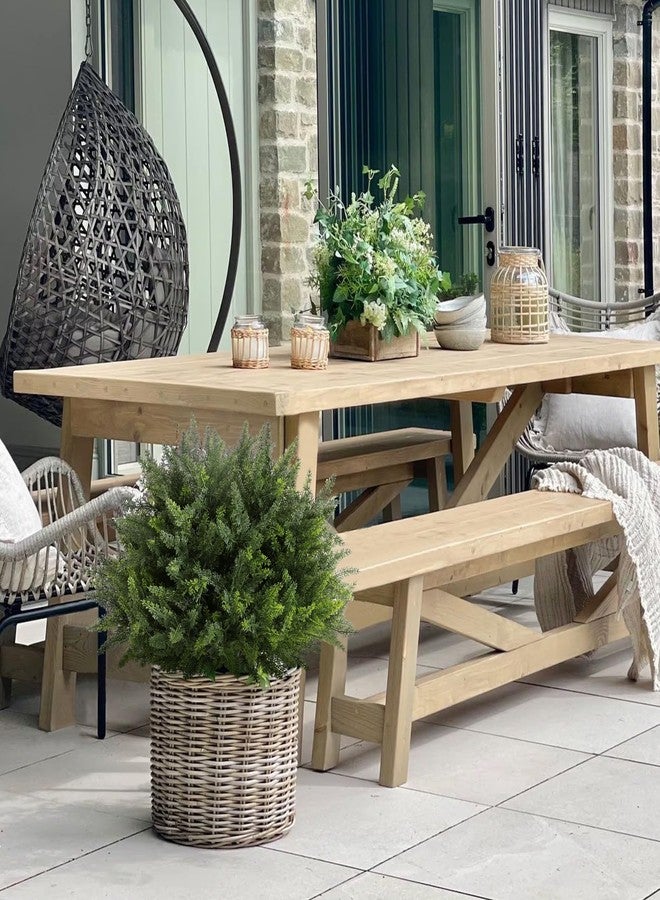 LUWENER 2 Pack Artificial Cypress Topiary Trees,16 Inch UV Resistant Faux Evergreen Shrubs with Ground Spikes, Indoor Outdoor Potted Plants for Porch, Garden, Front Door Decor - Image 2