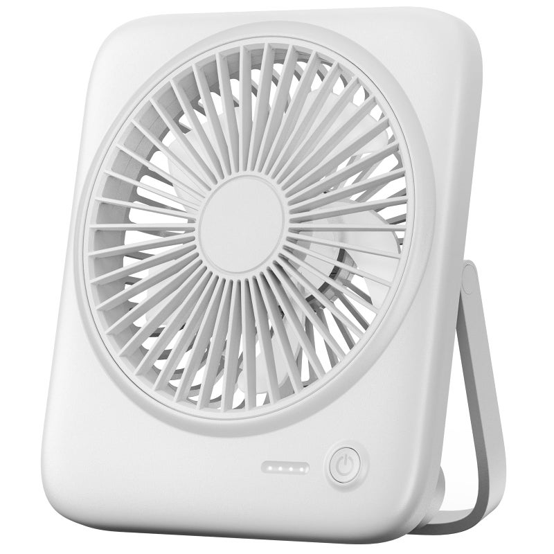 Otlonpe Personal Portable Desk Fan 4000mAh Small Rechargeable Portable Fan Battery Operated USB Powered for Travel Sleeping Bedroom Office Home Table Cordless Quiet 4Speed 65 Inch White